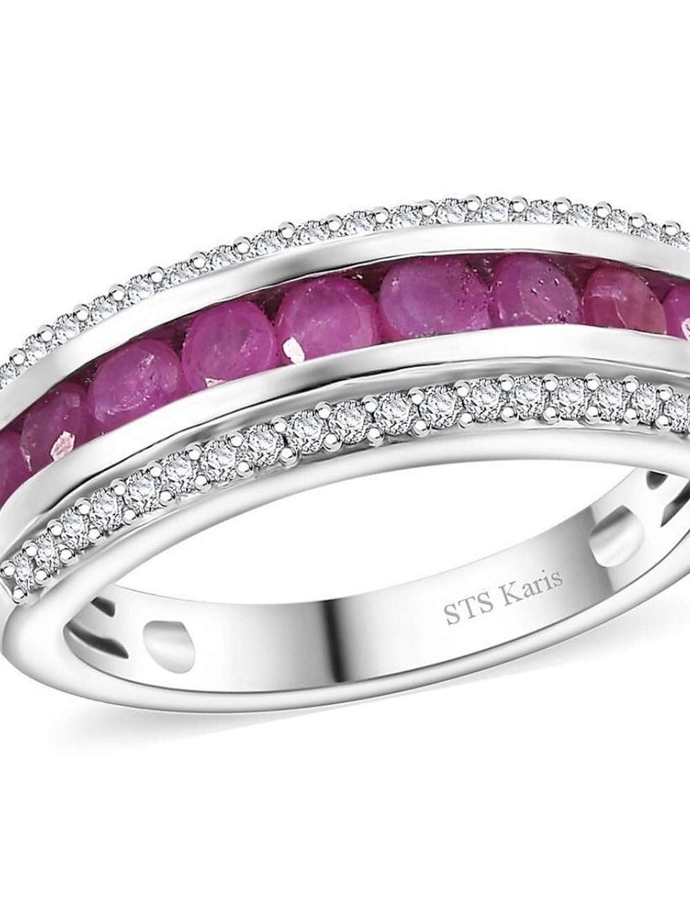 Karis Ruby and White Zircon 1.20 ctw Ring in Platinum Bond (Size 7.0)
